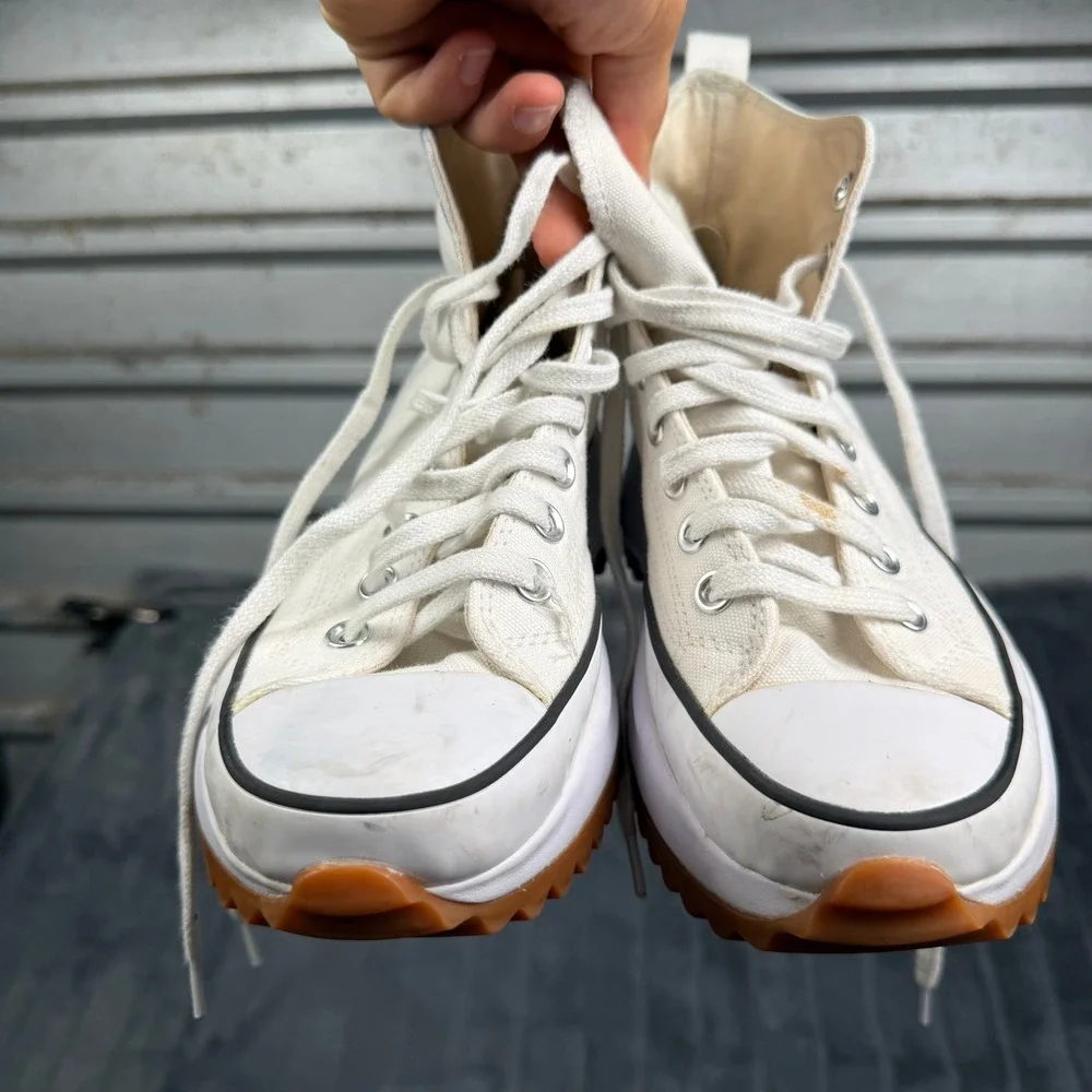 Converse Run Star Hike Sneakers Womens 8 White Platform High Top 166799C